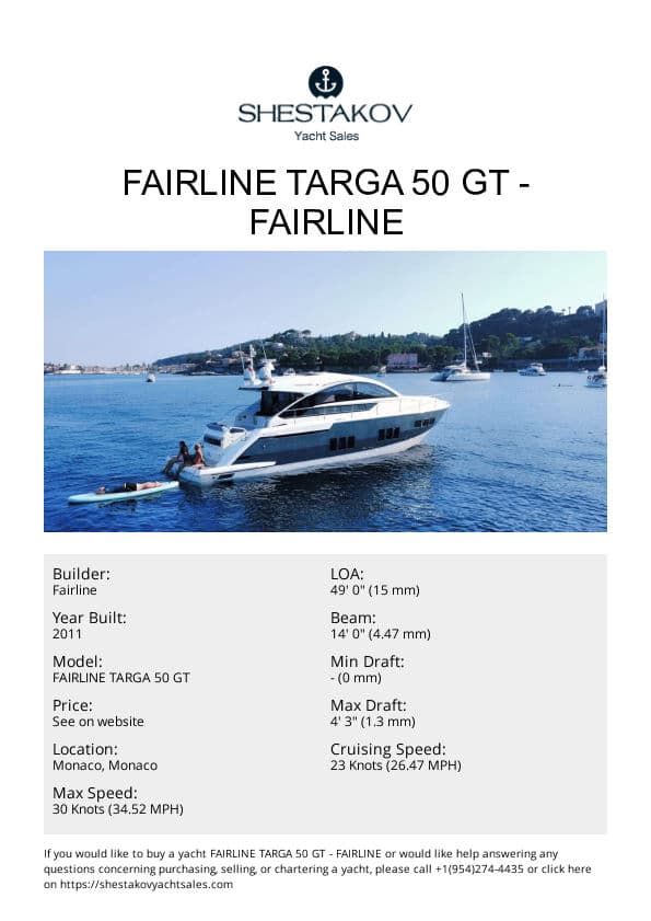 FAIRLINE TARGA 50 GT - FAIRLINE TARGA 50 GT - 2011
