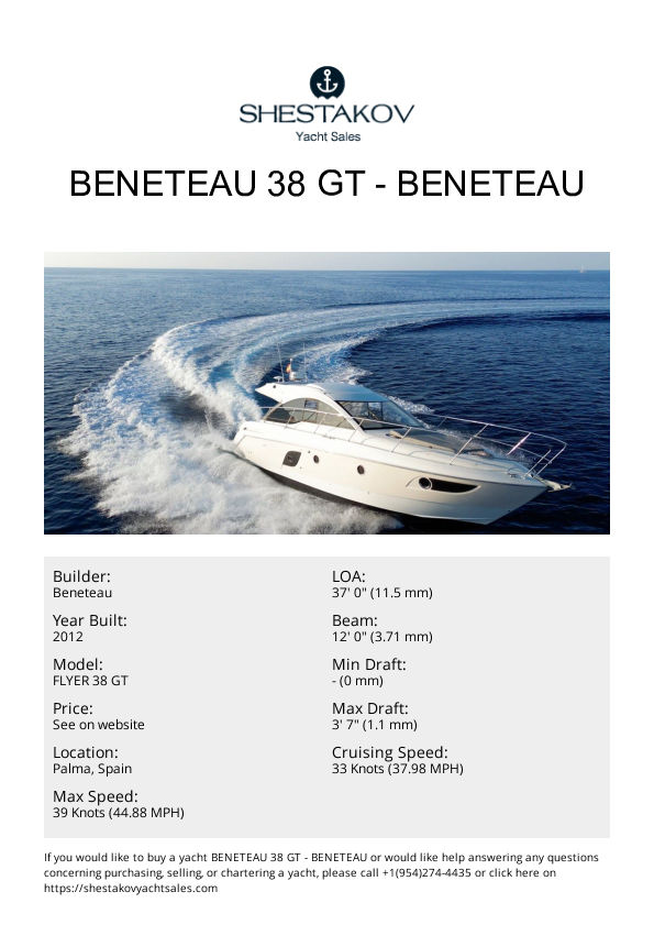 BENETEAU 38 GT - FLYER 38 GT - 2012