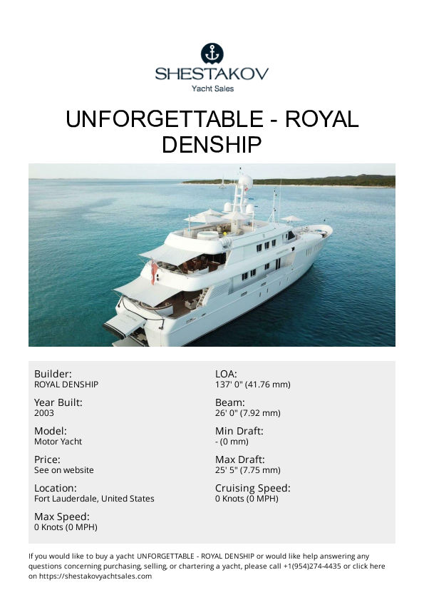 UNFORGETTABLE - Motor Yacht - 2003