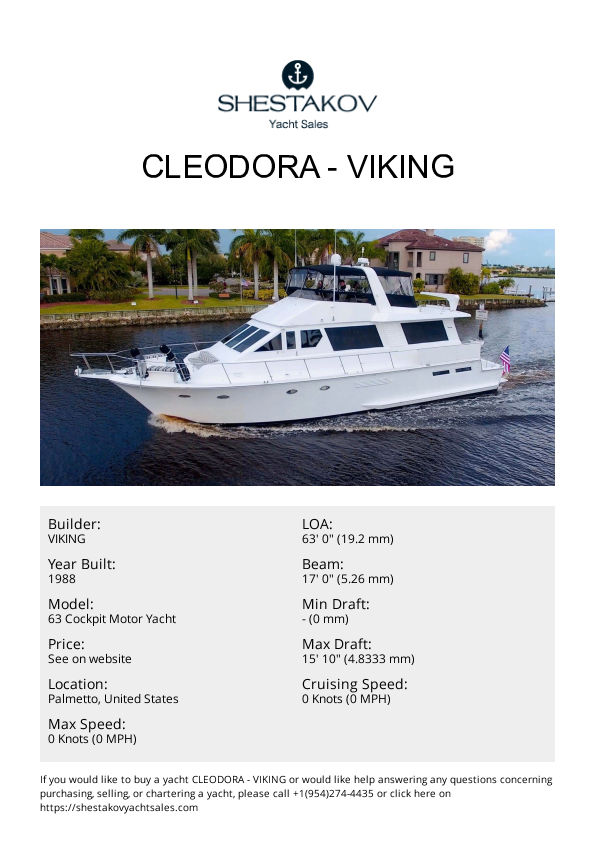 Cleodora - 63 Cockpit Motor Yacht - 1988