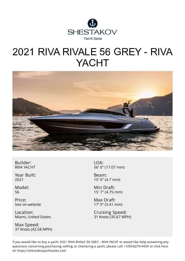 2021 Riva Rivale 56 Grey - 56 - 2021