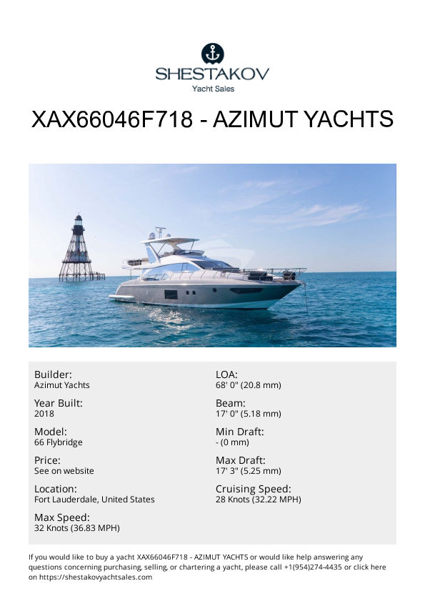 XAX66046F718 - 66 Flybridge - 2018