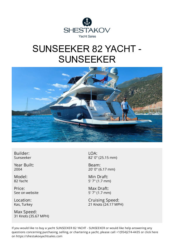 Sunseeker 82 Yacht - 82 Yacht - 2004