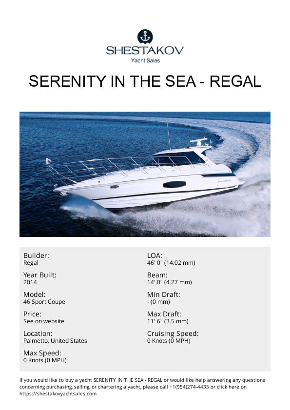 Serenity in the Sea - 46 Sport Coupe - 2014
