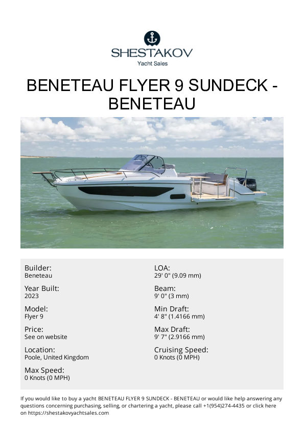 Beneteau Flyer 9 Sundeck - Flyer 9 - 2023