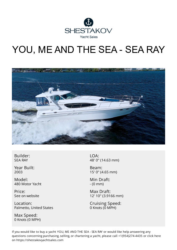 You, Me and the Sea - 480 Motor Yacht - 2003