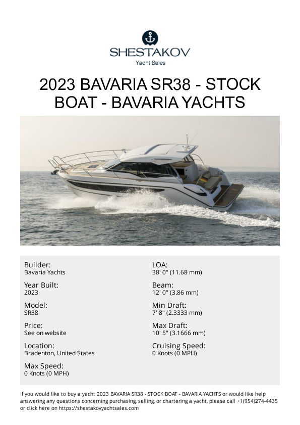 2023 Bavaria SR38 - Stock Boat - SR38 - 2023