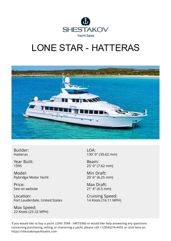 LONE STAR - Flybridge Motor Yacht - 1995