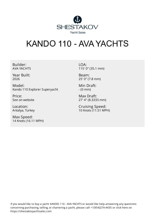 Kando 110 - Kando 110 Explorer Superyacht - 2026