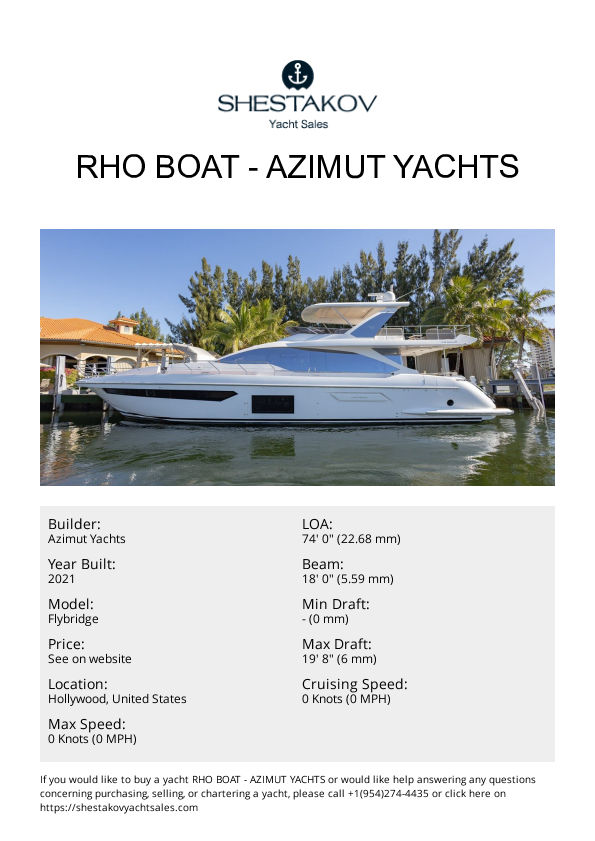Rho Boat - Flybridge - 2021