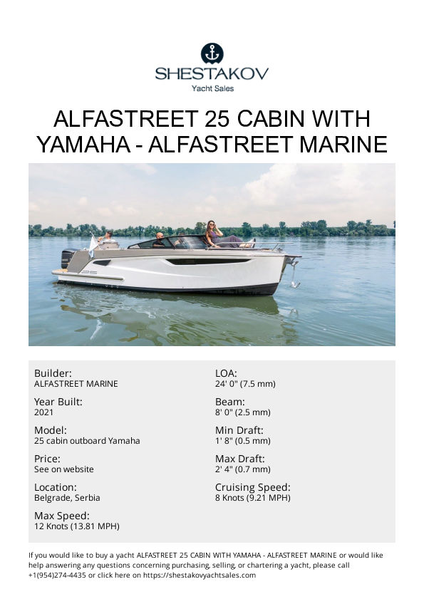 Alfastreet 25 Cabin with Yamaha - 25 cabin outboard Yamaha - 2021