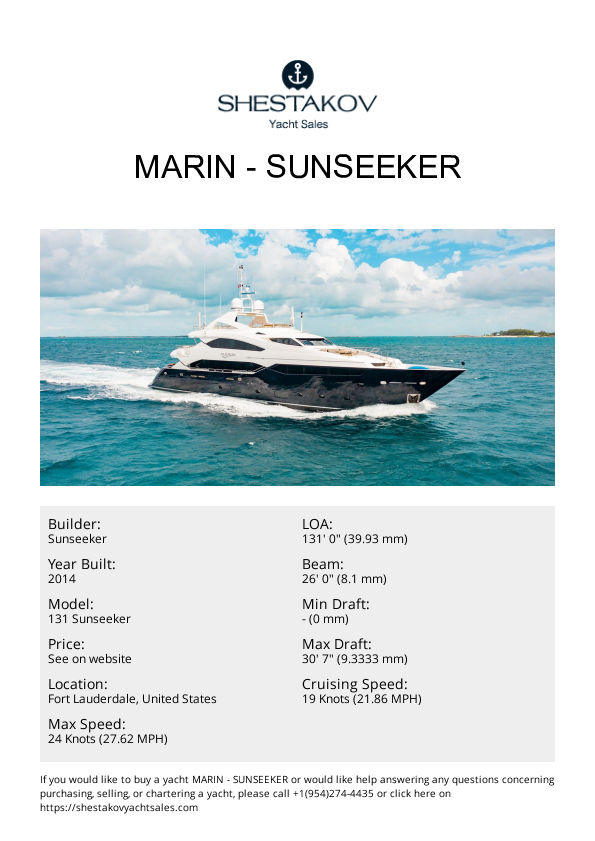MARIN - 131 Sunseeker - 2014