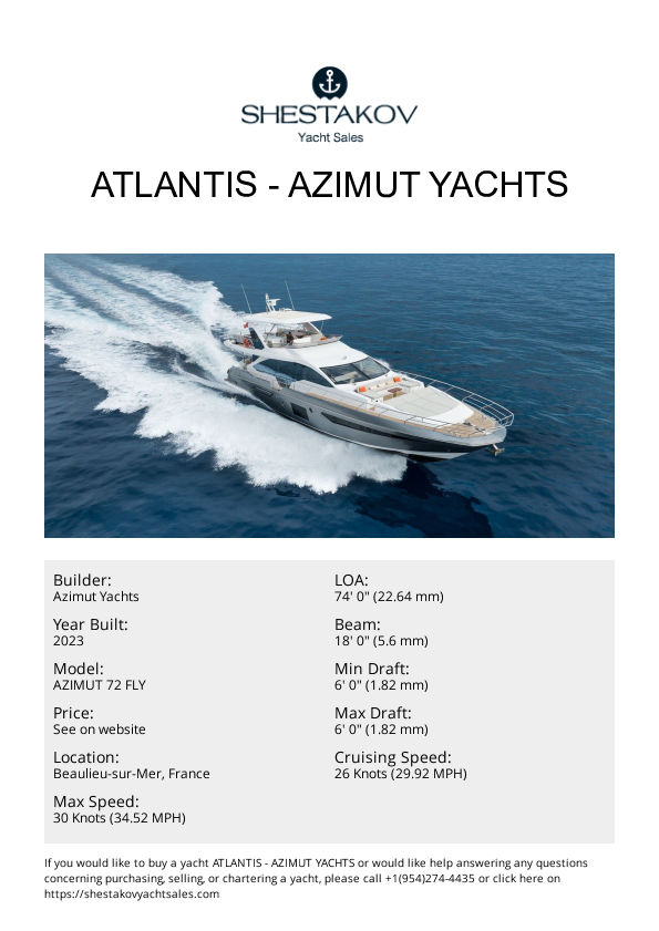 ATLANTIS - AZIMUT 72 FLY - 2023