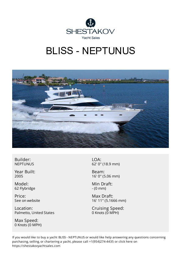 Bliss - 62 Flybridge - 2005