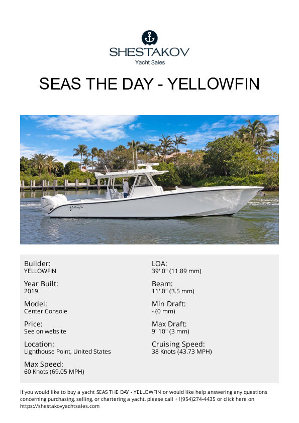 SEAS THE DAY - Center Console - 2020