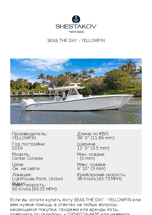 SEAS THE DAY - Center Console - 2020