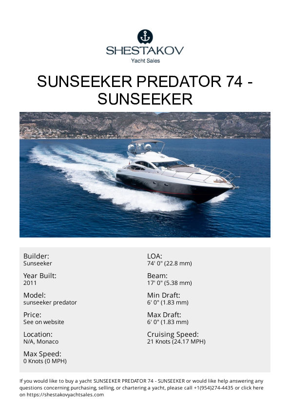 SUNSEEKER PREDATOR 74 - sunseeker predator - 2011
