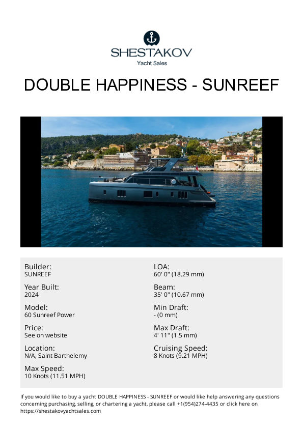 DOUBLE HAPPINESS - 60 Sunreef Power - 2024