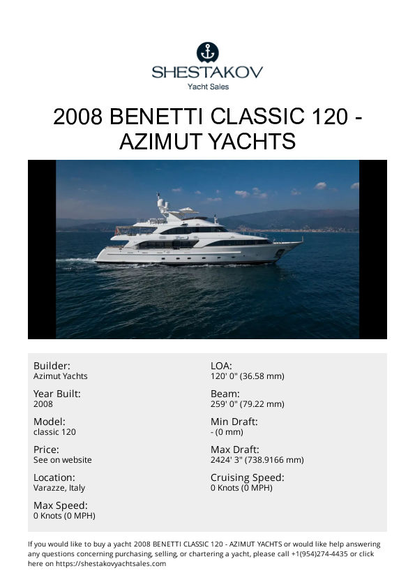 2008 Benetti classic 120 - classic 120 - 2008