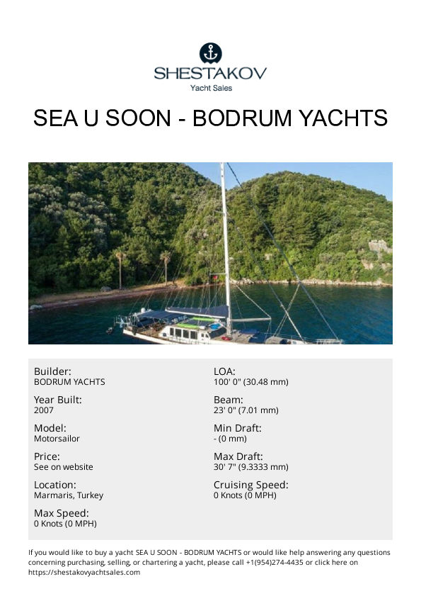 Sea U Soon - Motorsailor - 2007