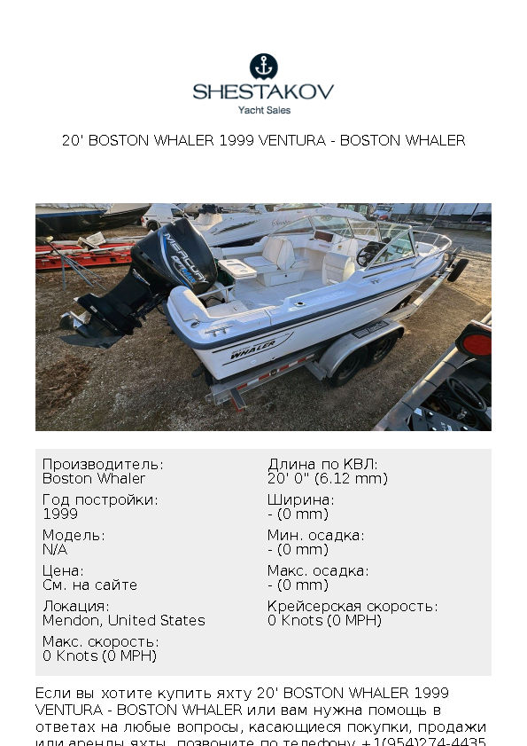 20' Boston Whaler 1999 Ventura - undefined - 1999