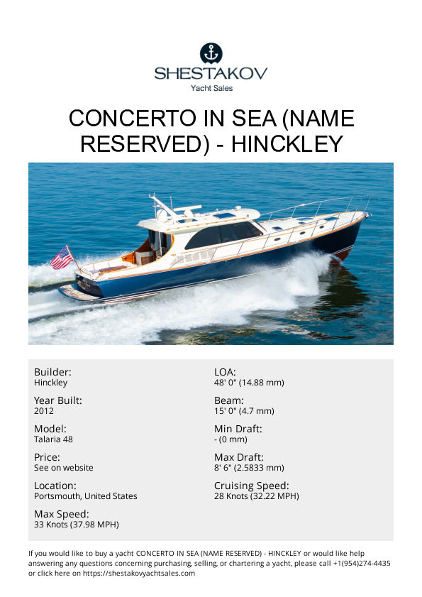 CONCERTO IN SEA (name reserved) - Talaria 48 - 2012