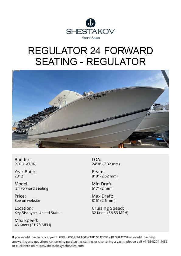 Regulator 24 Forward Seating -  24 Forward Seating - 2012