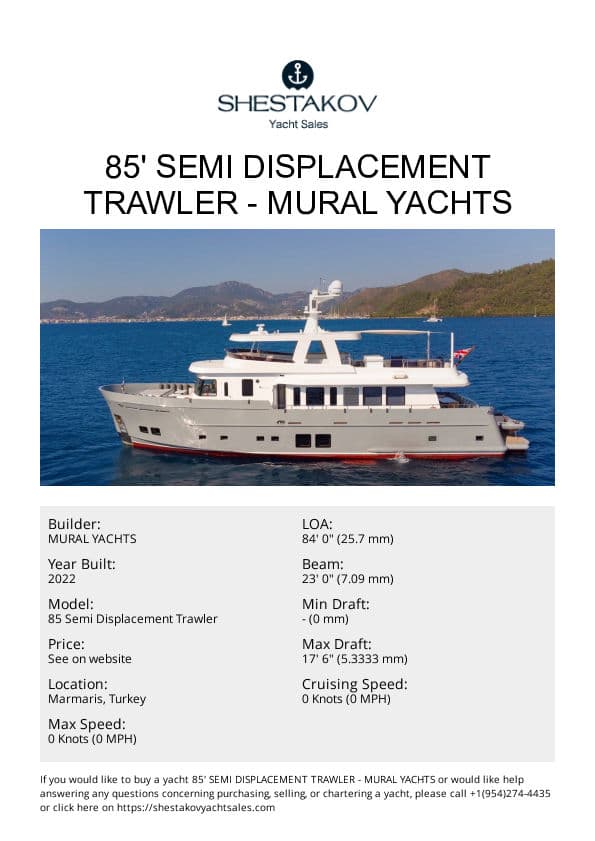 85' SEMI DISPLACEMENT TRAWLER - 85 Semi Displacement Trawler - 2022