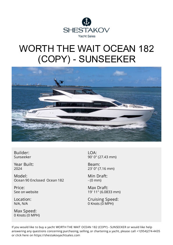 WORTH THE WAIT OCEAN 182 (Copy) - Ocean 90 Enclosed  Ocean 182 - 2024