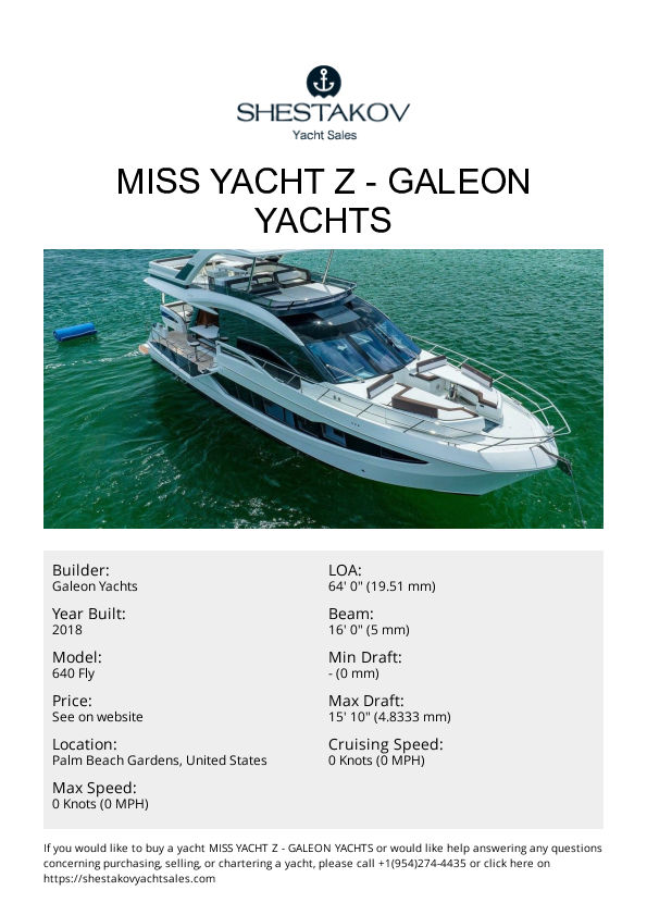 MISS YACHT Z - 640 Fly - 2019