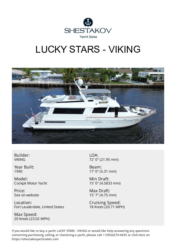 LUCKY STARS - Cockpit Motor Yacht - 1990