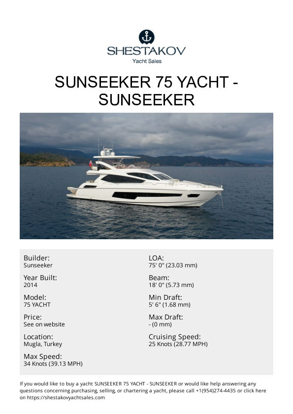 SUNSEEKER 75 YACHT - 75 YACHT - 2014