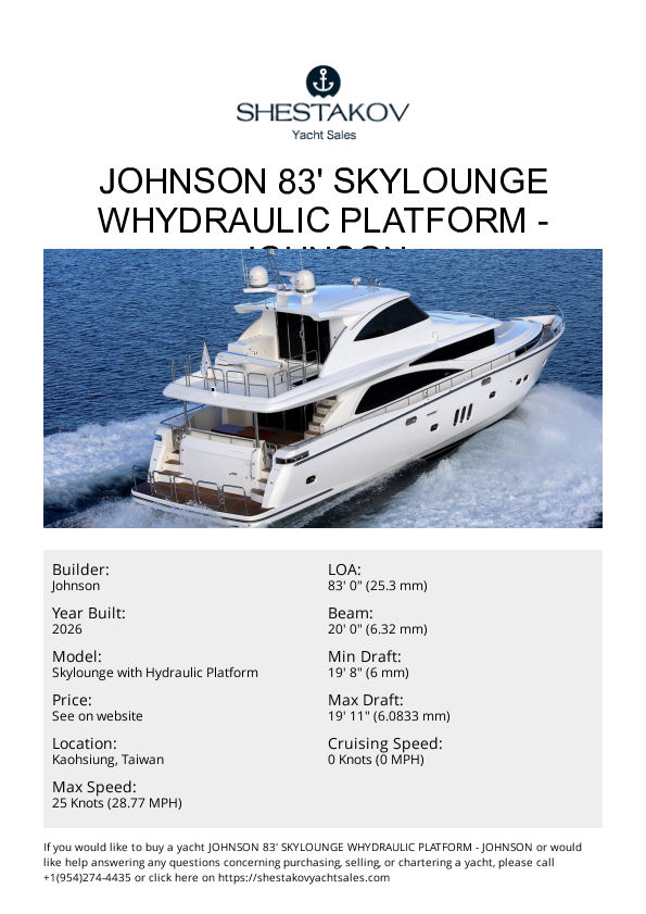 JOHNSON 83' SKYLOUNGE WHYDRAULIC PLATFORM - Skylounge with Hydraulic Platform - 2026
