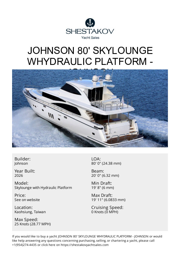JOHNSON 80' SKYLOUNGE WHYDRAULIC PLATFORM - Skylounge with Hydraulic Platform - 2026