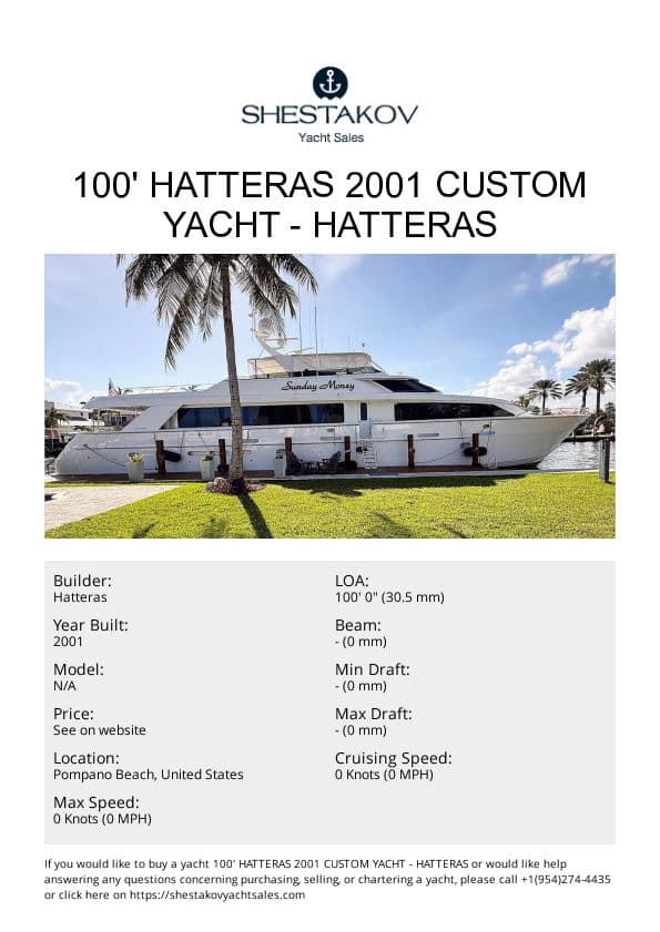 100' Hatteras 2001 Custom Yacht - undefined - 2001