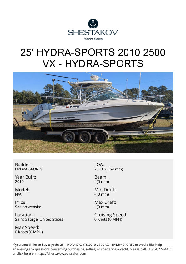 25' Hydra-Sports 2010 2500 VX - undefined - 2010