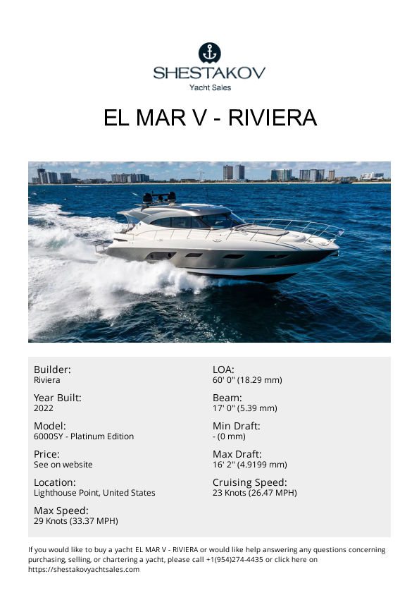 EL MAR V - 6000SY - Platinum Edition - 2022