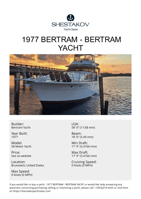  1977 Bertram - 58 Motor Yacht - 1977