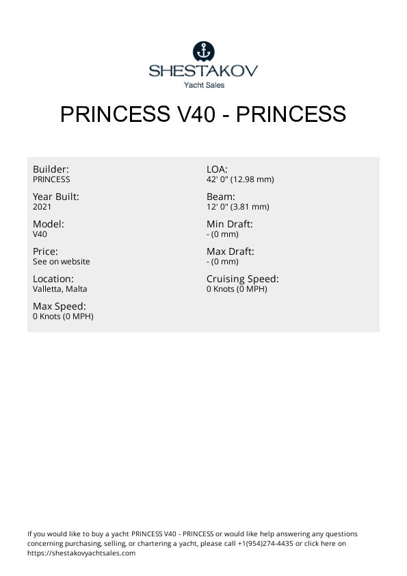 Princess V40 - V40 - 2021