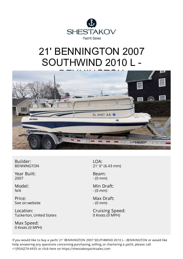 21' Bennington 2007 Southwind 2010 L - undefined - 2007