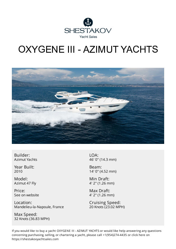 OXYGENE III - Azimut 47 Fly - 2010
