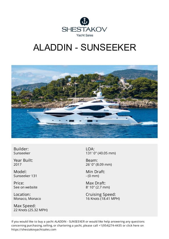 ALADDIN - Sunseeker 131 - 2017