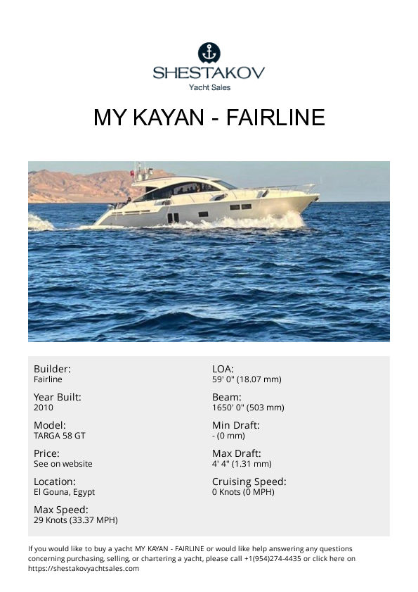 MY KAYAN - TARGA 58 GT - 2010