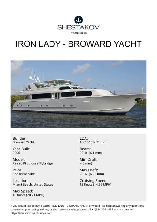 IRON LADY - Raised Pilothouse Flybridge - 2006