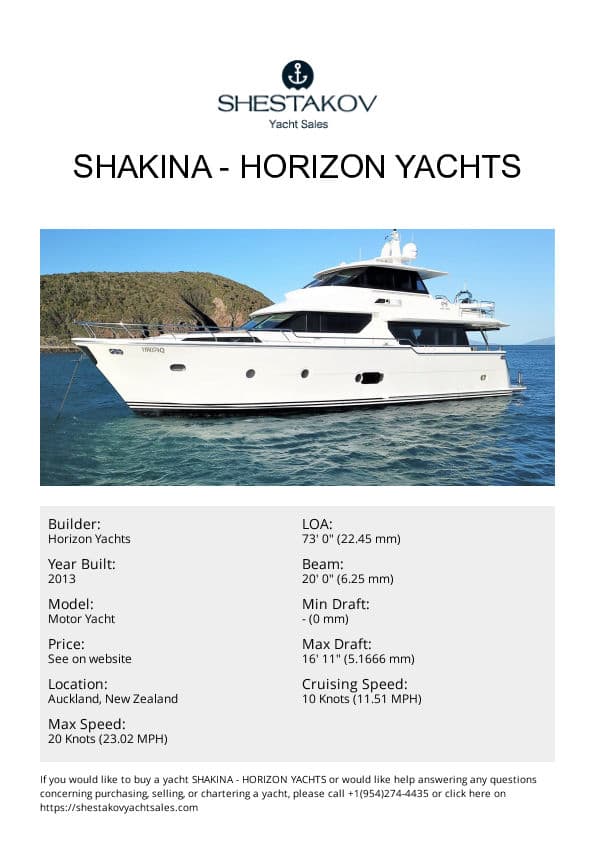 SHAKINA - Motor Yacht - 2013