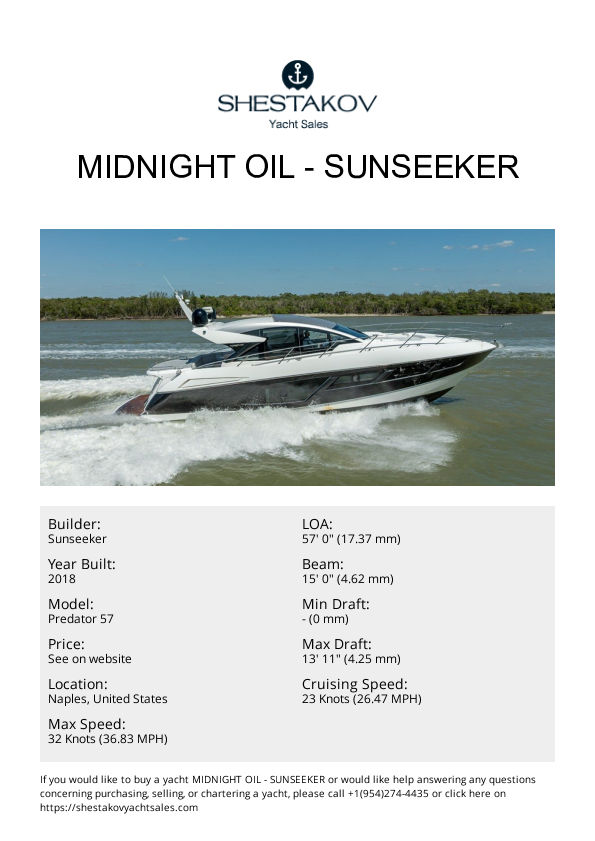 MIDNIGHT OIL - Predator 57 - 2018