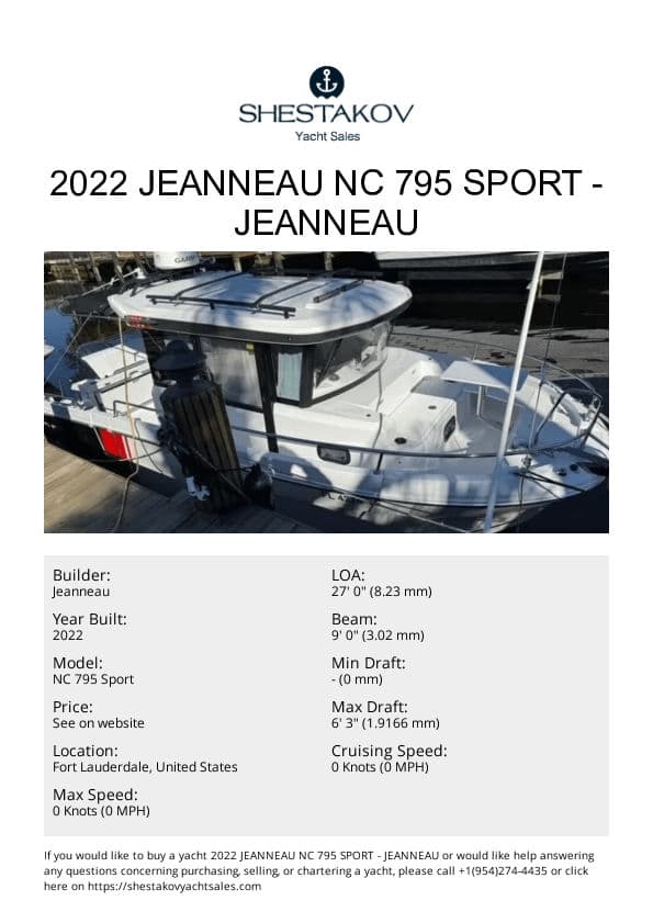 2022 Jeanneau NC 795 Sport - NC 795 Sport - 2022