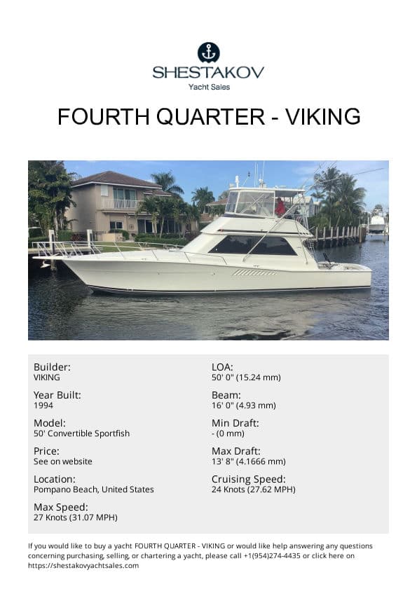 FOURTH QUARTER - 50' Convertible Sportfish - 1994