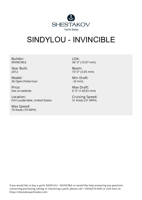 Sindylou - 36 Open Fisherman - 2012