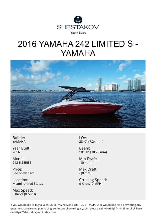 2016 YAMAHA 242 LIMITED S - 242 E SERIES - 2016